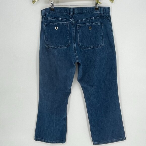 Y2K Tommy Hilfiger Signature Stripes Cropped  Button Fly Pedal Pusher Jeans 12 - Picture 2 of 8